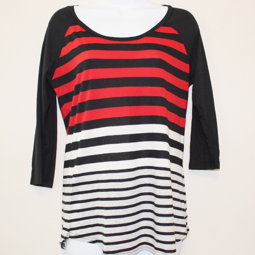 Express 3/4 Sleeve Stripe T-shirt Medium
